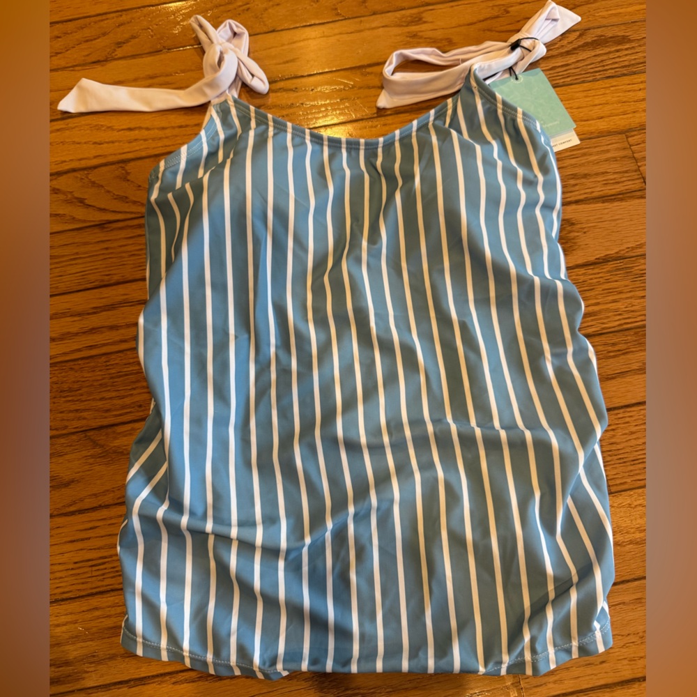 Kindred Bravely Blue and White Nursing and Maternity Tankini